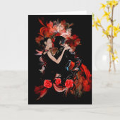 Romantische tangodansers op rode fractal kaart (Gele Bloem)