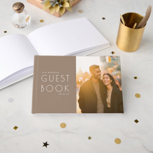 Romantische Taupe Minimalistische Foto Gastenboek