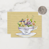 Romantische Tea Cup Bedankt Card Notitiekaartje (Voorkant / Achterkant in situ)