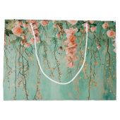 Romantische Teal Blush Bloemen Bruiloft Groot Cadeauzakje (Achterkant)