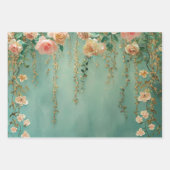 Romantische Teal Blush Bloemen Bruiloft Inpakpapier Vel (Voorkant 2)