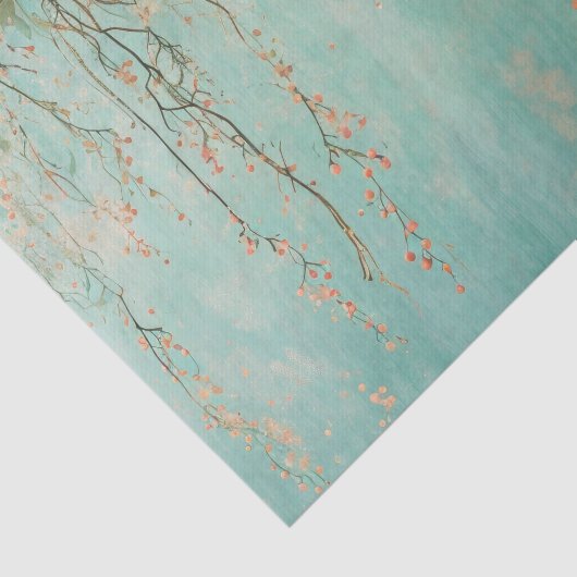 Romantische Teal Blush Bloemen Bruiloft Tissuepapier (Detail)