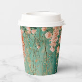 Romantische Teal Blush Bloemen Huwelijk Bruids Bru Papieren Bekers (Achterkant)