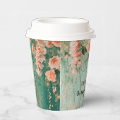 Romantische Teal Blush Bloemen Huwelijk Bruids Bru Papieren Bekers (Rechts)