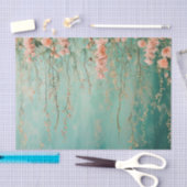 Romantische Teal Blush Bloemen Huwelijk Tissuepapier (Craft)