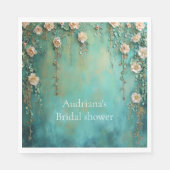 Romantische Teal Blush Roze Bloemen Bruiloftsfeest Servet (Voorkant)