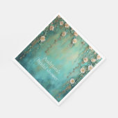 Romantische Teal Blush Roze Bloemen Bruiloftsfeest Servet (Hoek)