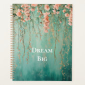 Romantische Teal Blush Roze Bloemen Droom Planner (Voorkant)