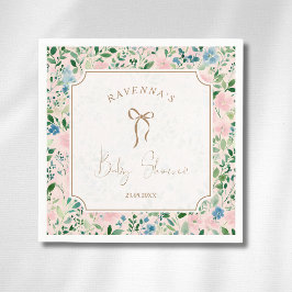 Romantische Teal Blush Sage Bloemenslint Babyshowe Servet
