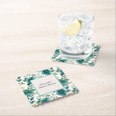 Romantische Teal Crème Roos Bloemachtige Bruidsmei Kartonnen Onderzetters (Insitu)