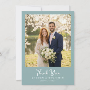 Romantische Teal Elegante Foto Bedankkaart
