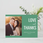 Romantische Teal Feest Foto Bedankkaart (Staand voorkant)
