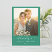 Romantische Teal Foto Bedankkaart (Staand voorkant)