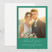 Romantische Teal Foto Bedankkaart (Voorkant / Achterkant)