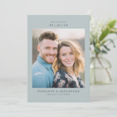 Romantische Teal Huidige Foto Save The Date (Staand voorkant)