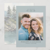 Romantische Teal Huidige Foto Save The Date (Voorkant / Achterkant)