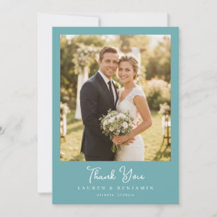 Romantische Teal Klassieke Foto Bedankkaart