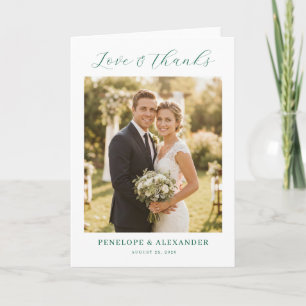 Romantische Teal Klassieke Foto Bedankkaart