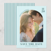 Romantische Teal Klassieke Foto Save The Date (Voorkant / Achterkant)