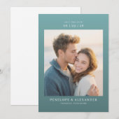 Romantische Teal Minimalistische Foto Save The Date (Voorkant / Achterkant)