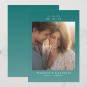 Romantische Teal Minimalistische Foto Save The Date (Voorkant / Achterkant)