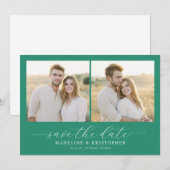 Romantische Teal Minimalistische Fotocollage Save The Date (Voorkant / Achterkant)