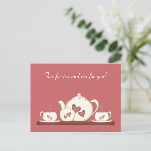 Romantische teaset briefkaart (Staand voorkant)