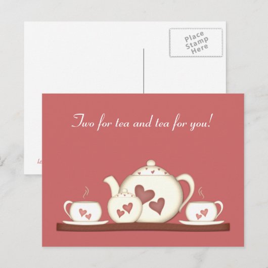 Romantische teaset briefkaart (Voorkant / Achterkant)