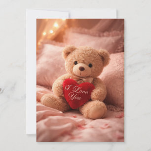 Romantische teddybeer valentine-illustratie feestdagenkaart