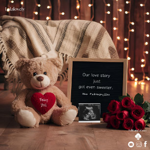 Romantische teddybeer zwangerschapsaankondiging feestdagenkaart