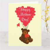 Romantische teddybeermoederdag kaart (Gele Bloem)