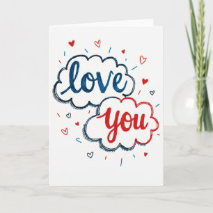 Romantische Tekenkaart met I Love You Kaart