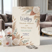 Romantische Terracotta Boho Chic Bruiloft Kaart