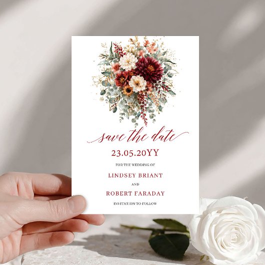Romantische Terracotta Boho Gouden Save The Date