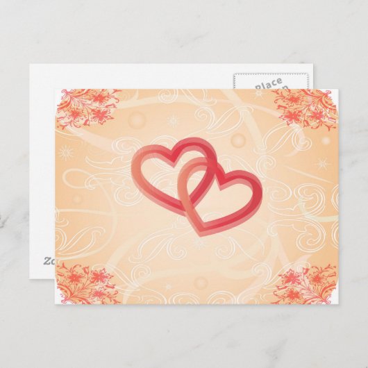 romantische textuur met harten Briefkaart (Voorkant / Achterkant)