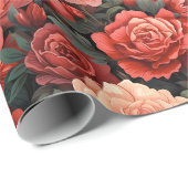Romantische tinten van rode en zalm Rozen Cadeaupapier (Rol Hoek)