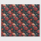 Romantische tinten van rode rozen cadeaupapier (Vlak)