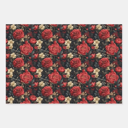 Romantische tinten van rode rozen inpakpapier vel (Voorkant)
