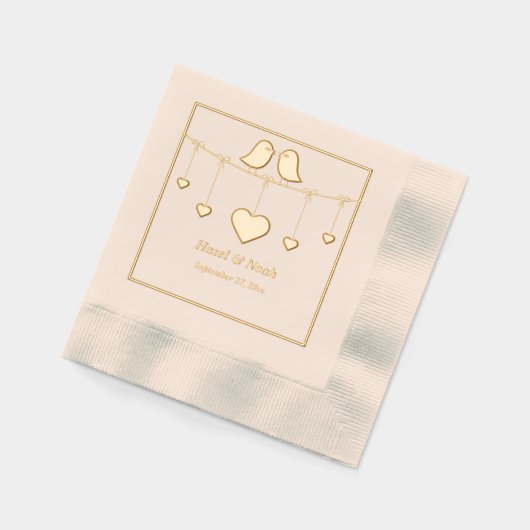 Romantische Tortelduifjes bruiloft Folie Servetten (Links)