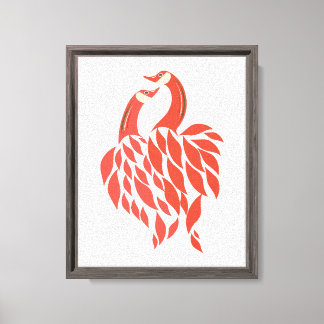 Romantische Tortelduifjes Feng Shui Art – Red Pair Canvas Afdruk