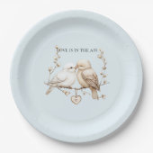 Romantische Tortelduifjes Heart Wedding Papieren Bordje (Voorkant)