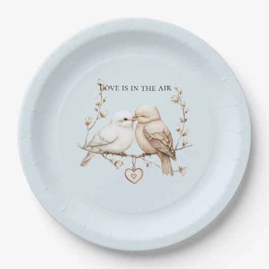 Romantische Tortelduifjes Heart Wedding Papieren Bordje (Voorkant)