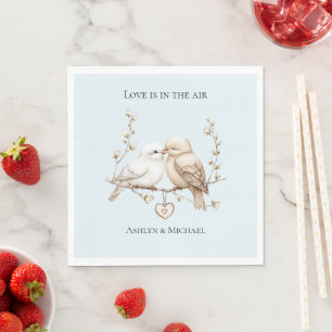 Romantische Tortelduifjes Heart Wedding Servet