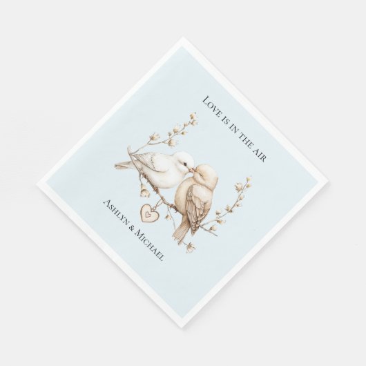 Romantische Tortelduifjes Heart Wedding Servet (Hoek)