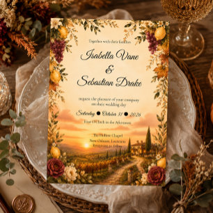 Romantische Toscaanse Bruiloft Kaart