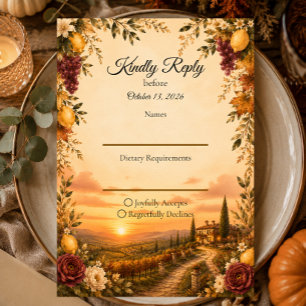 Romantische Toscaanse Bruiloft RSVP Kaartje