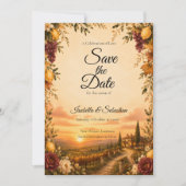 Romantische Toscaanse Bruiloft Save The Date (Voorkant)