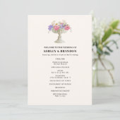 Romantische Toscaanse Tuin Urn Bloemige Bruiloft Programmakaart (Staand voorkant)