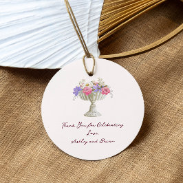 Romantische Toscaanse Tuinurn met Bloemen Bruiloft Bedankjes Labels