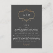 romantische traditionele goudmonogram bruiloft informatiekaartje (Voorkant)